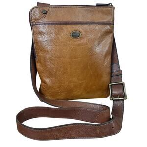 Fossil Estate Courier Bag Shoulder Crossbody Purse Brown Leather Messenger